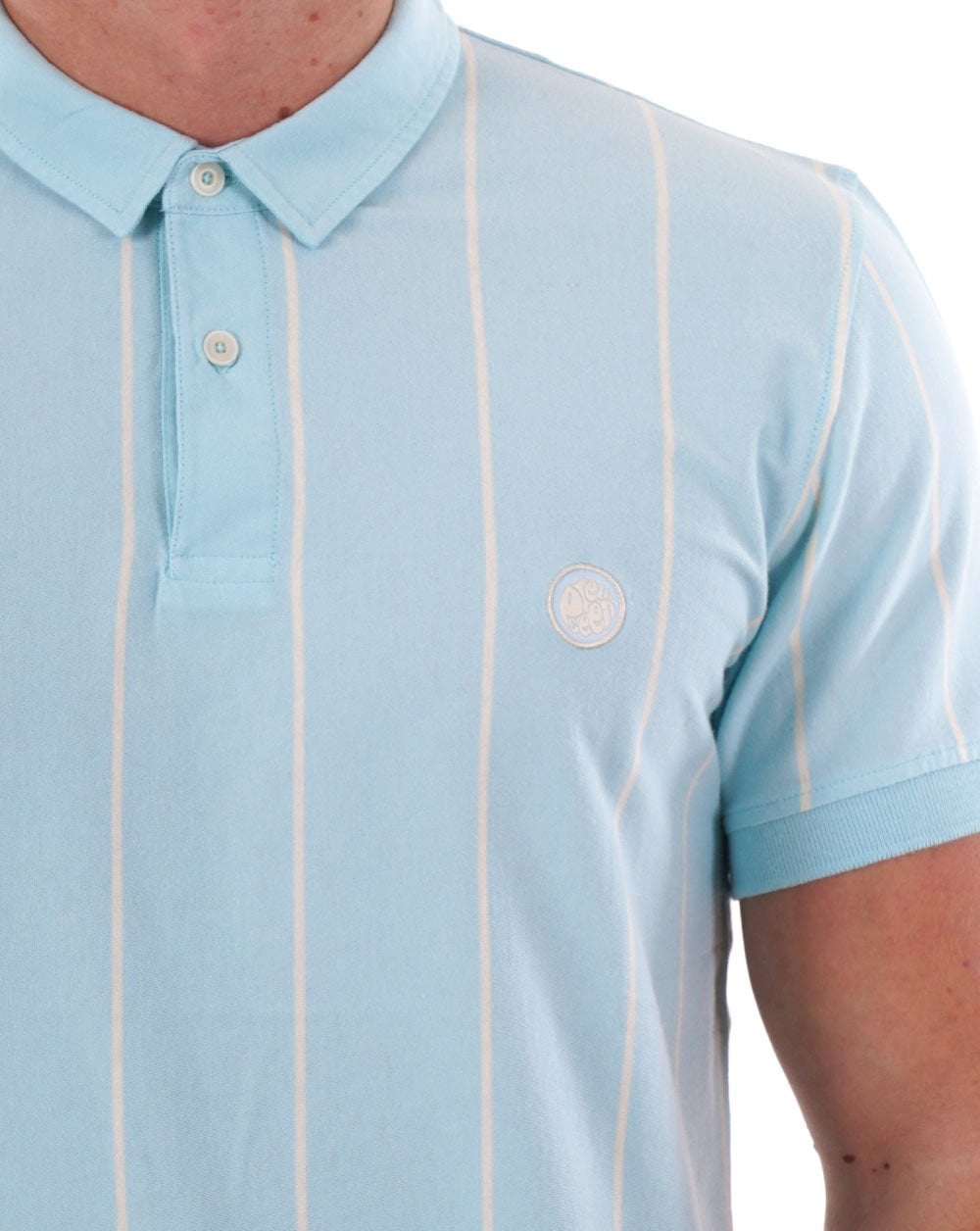 Pretty Green Vega Pinstripe Polo Light Blue