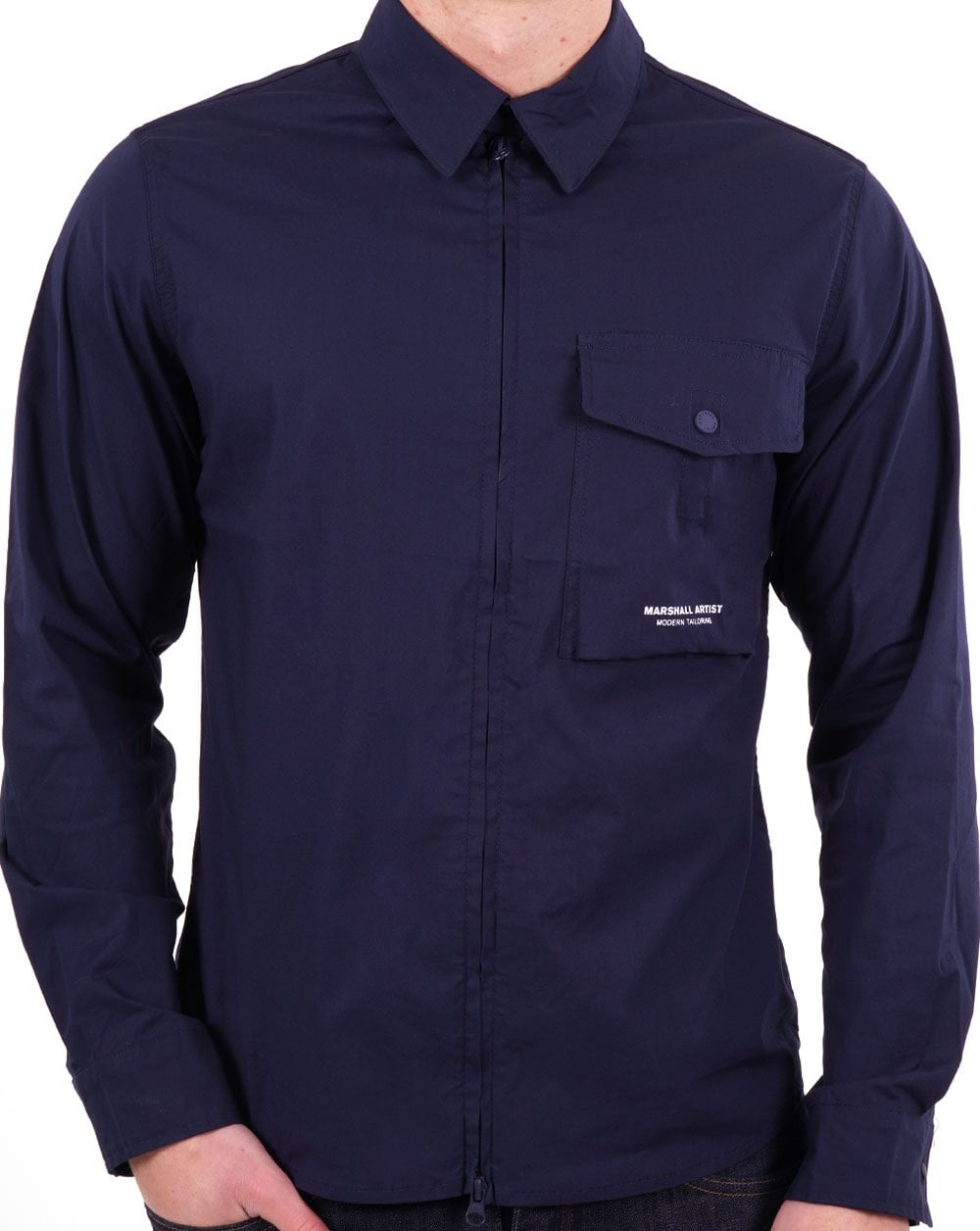 Marshall Artist Gaberdine Zip Overshirt Navy