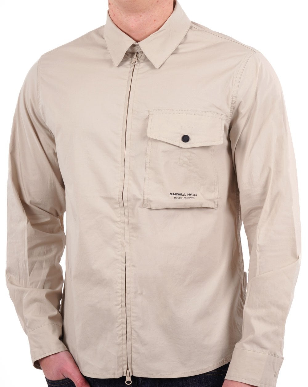 Marshall Artist Gaberdine Zip Overshirt Stone