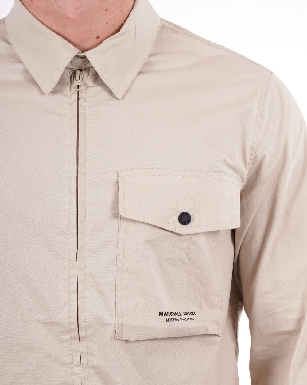 Marshall Artist Gaberdine Zip Overshirt Stone