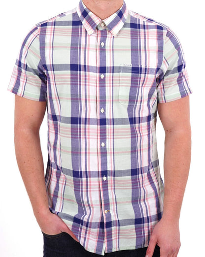 Barbour Nickwell Madras Check SS Shirt Sky