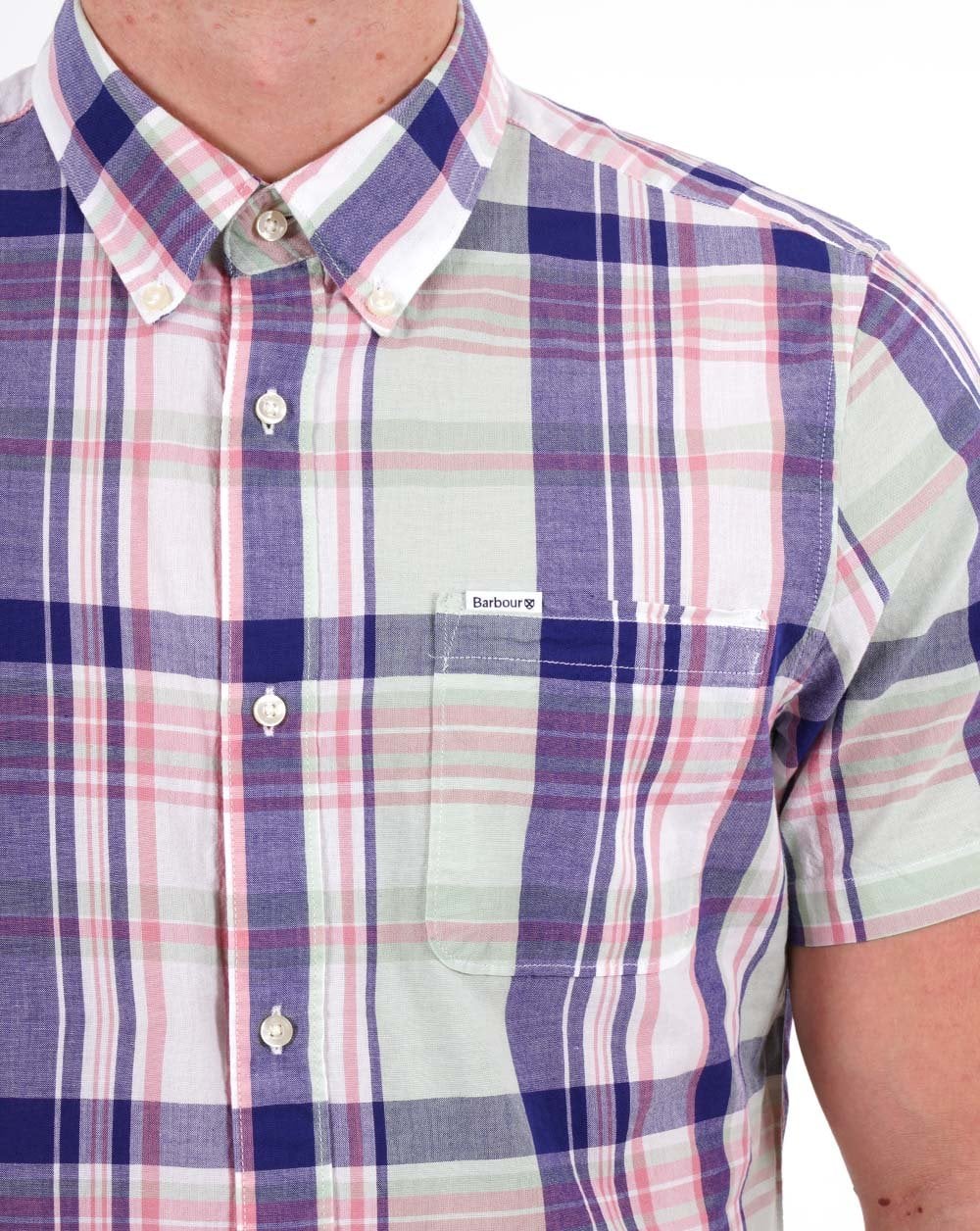 Barbour Nickwell Madras Check SS Shirt Sky