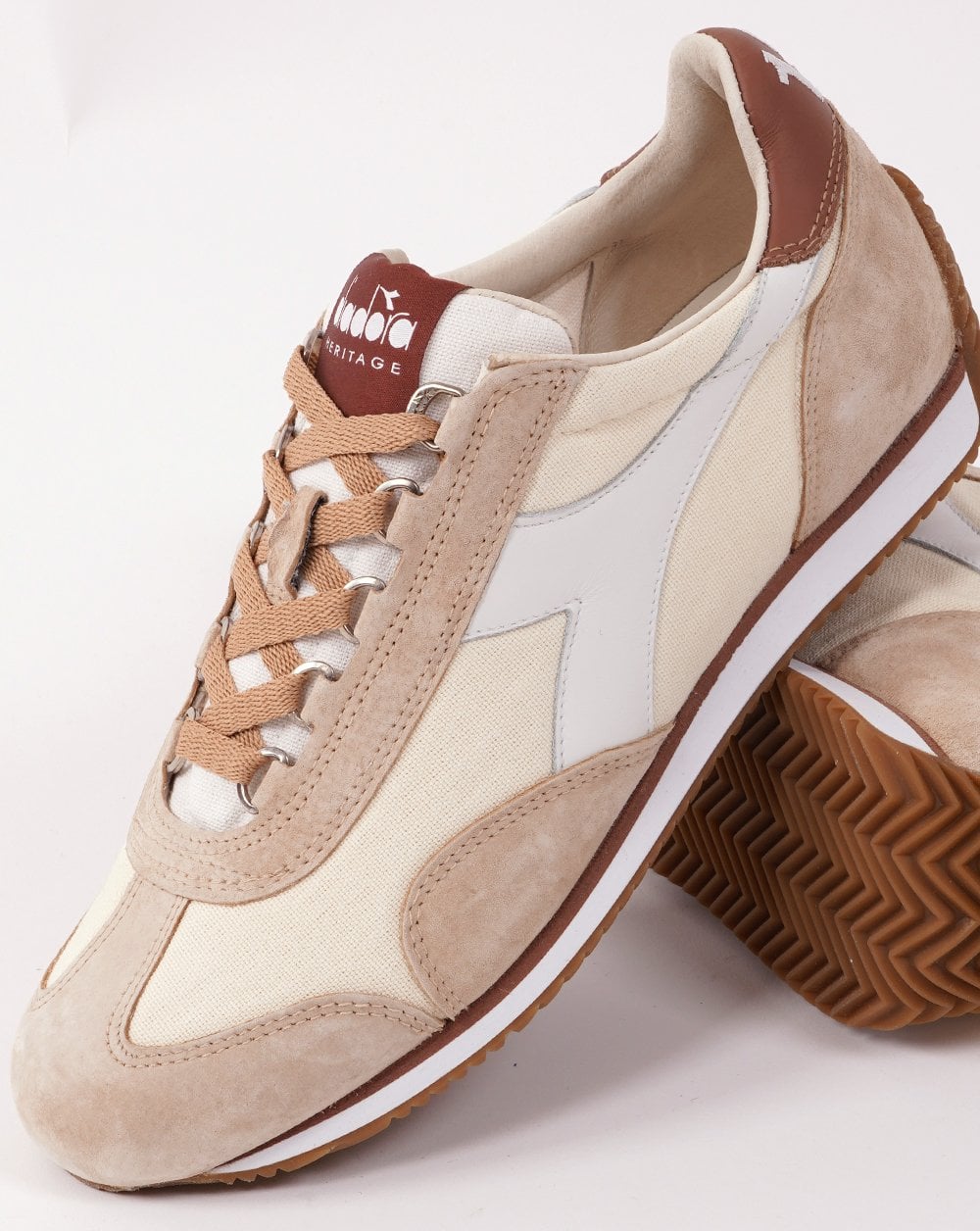Diadora Equipe Canvas Stone Wash Trainers Cloud Cream