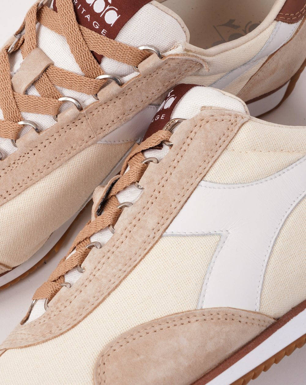 Diadora Equipe Canvas Stone Wash Trainers Cloud Cream