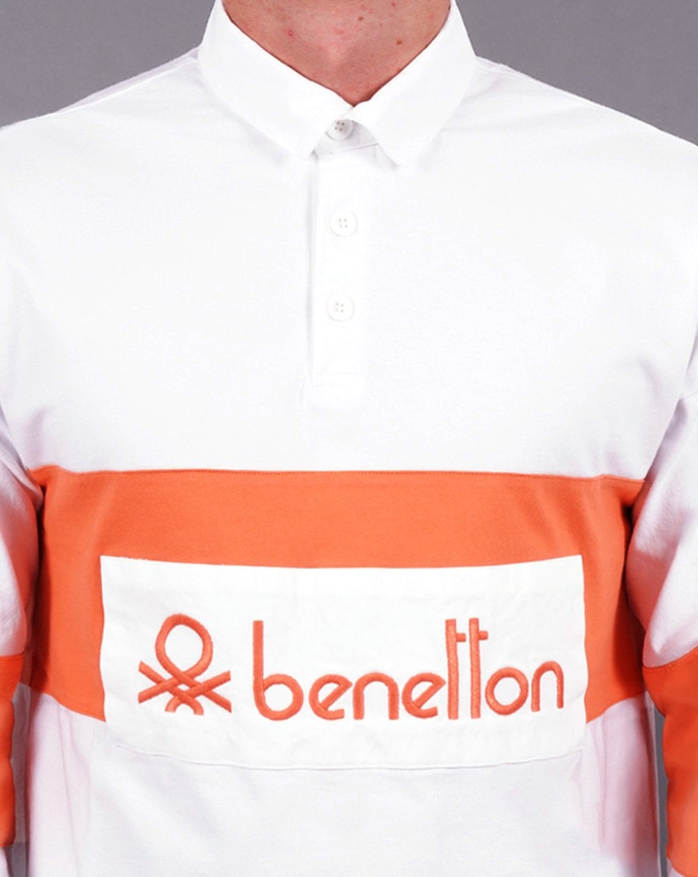 Benetton Rugby Shirt White/Orange