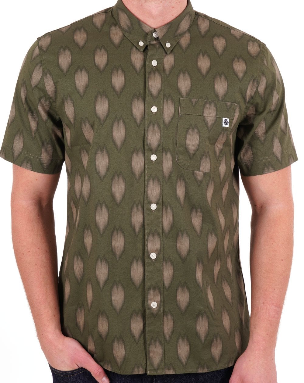Pretty Green Vetiver Short Sleeve Shirt Khaki Green