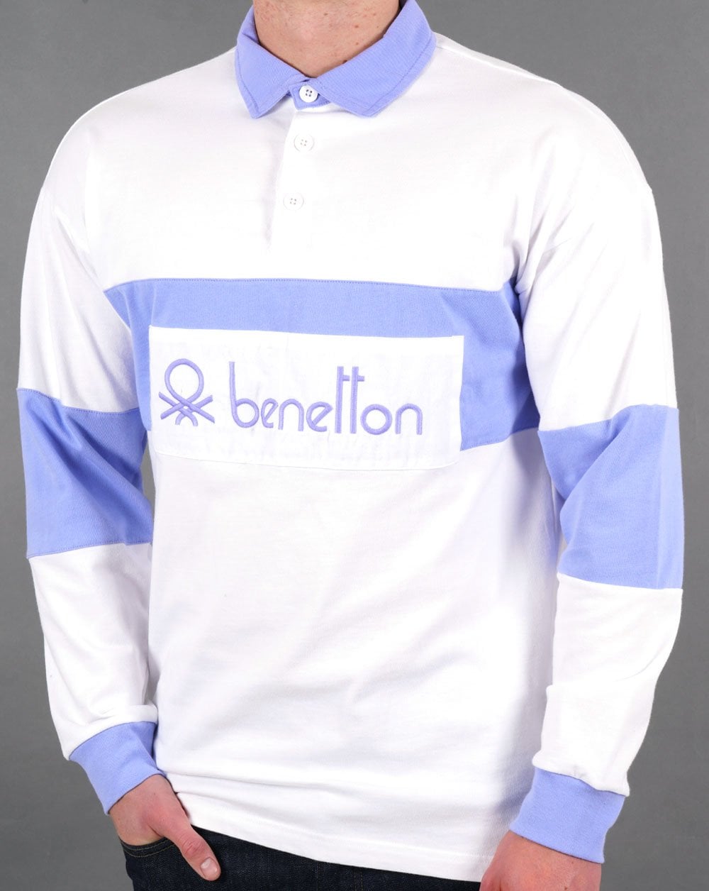 Benetton Rugby Shirt White/Lavender