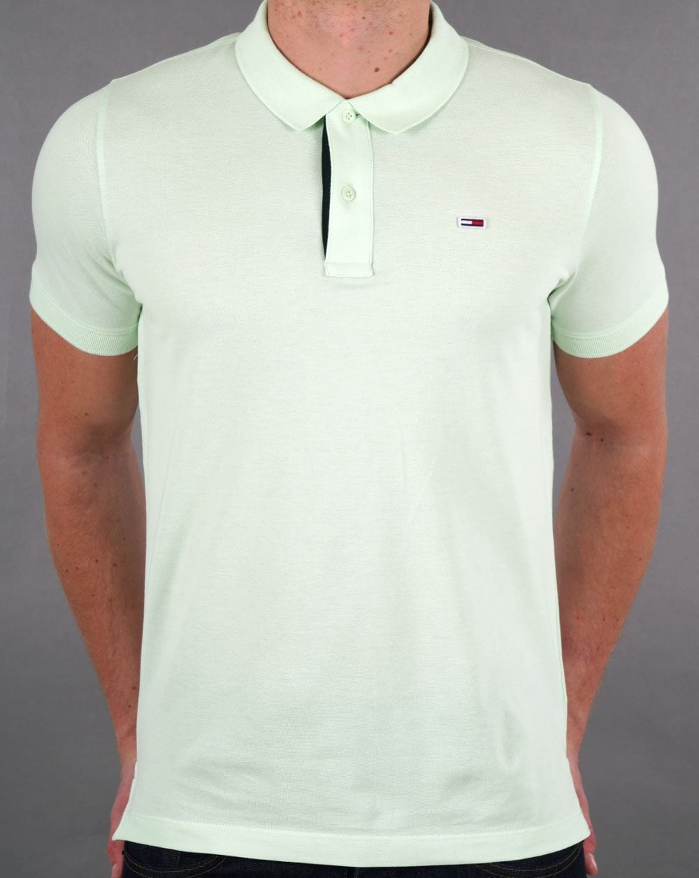 Tommy Jeans Signature Placket Polo Shirt Mint Green