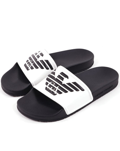 Emporio Armani Eagle Logo Sliders White/Black