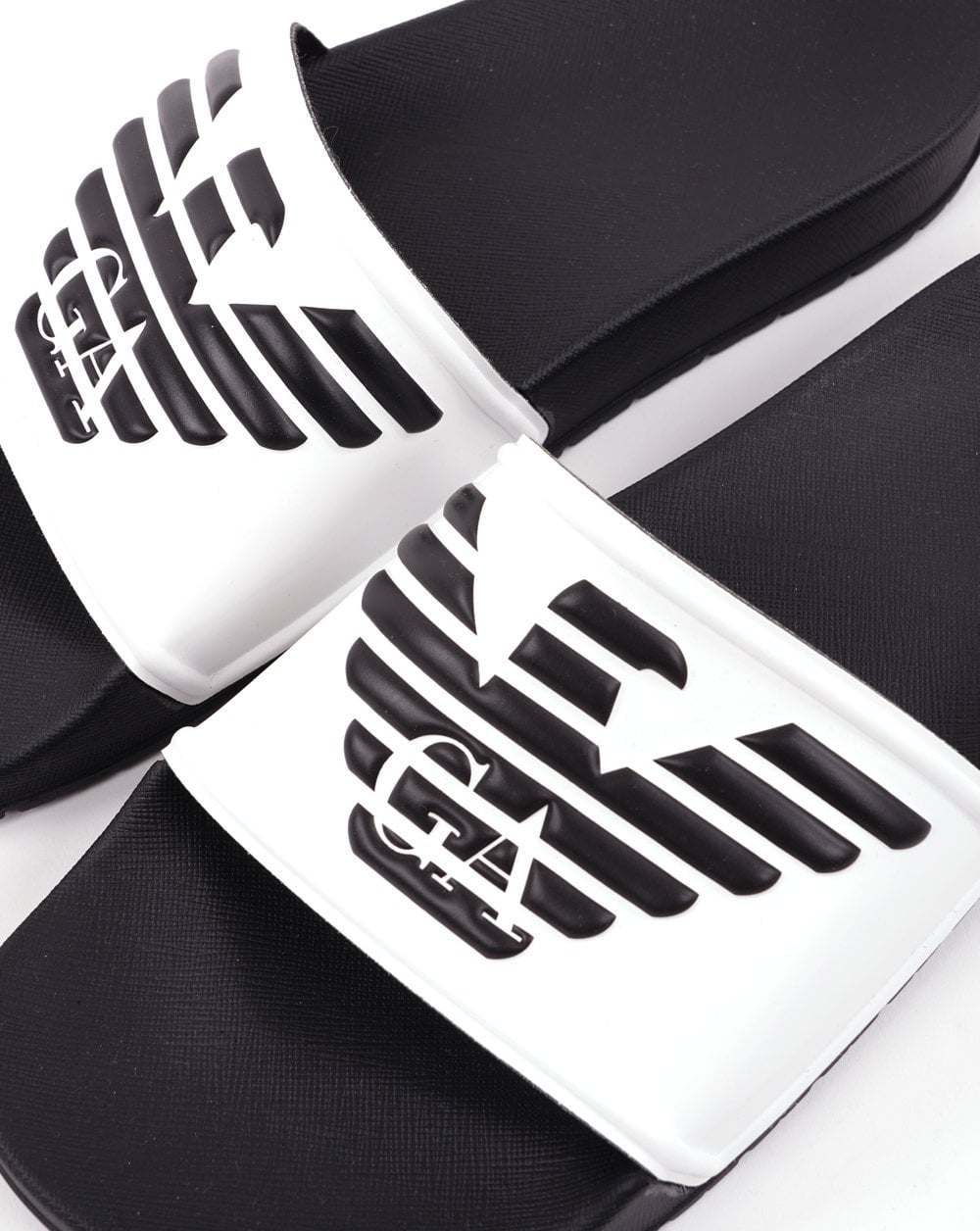 Emporio Armani Eagle Logo Sliders White/Black