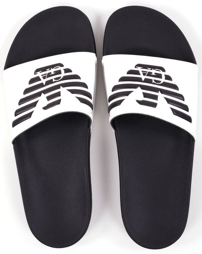 Emporio Armani Eagle Logo Sliders White/Black