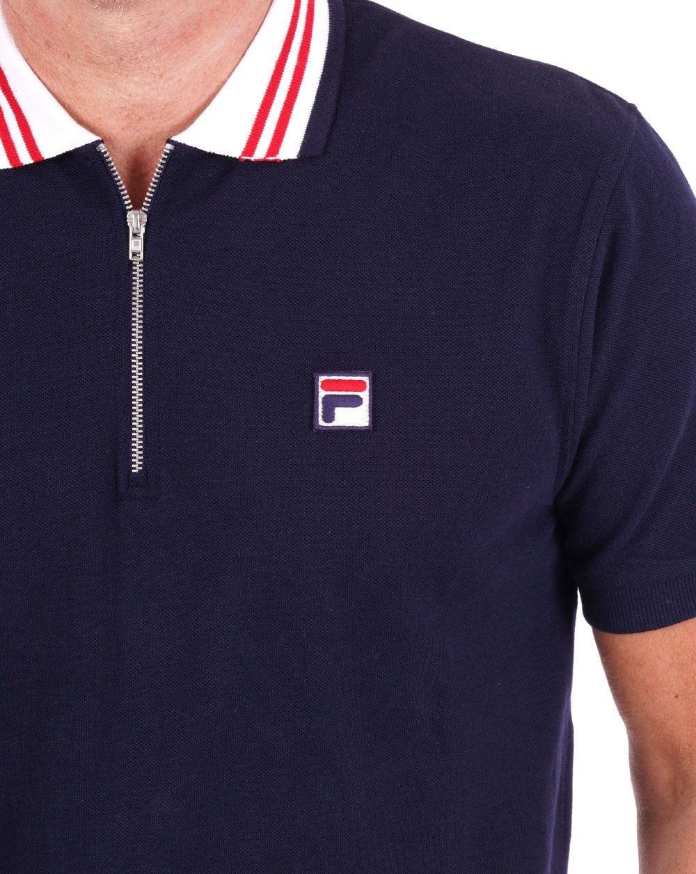 Fila Vintage Zip Polo Shirt Navy