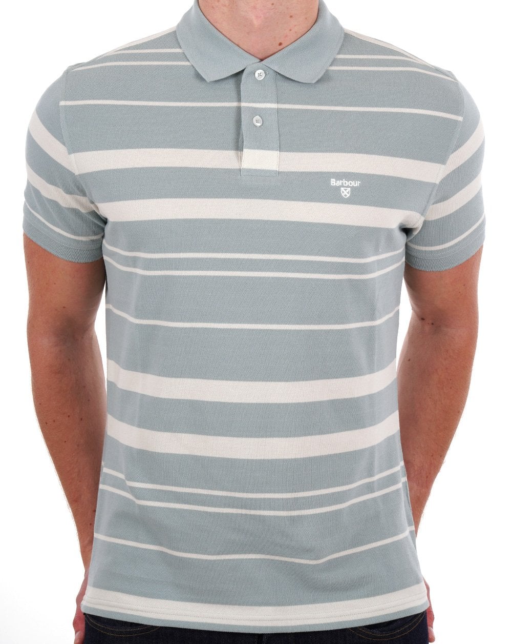 Barbour Striped Polo Shirt Blue Chalk