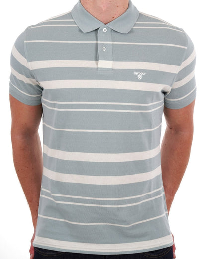 Barbour Striped Polo Shirt Blue Chalk