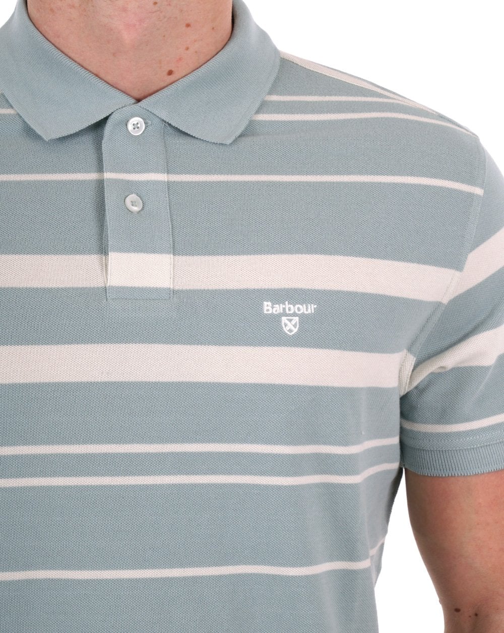 Barbour Striped Polo Shirt Blue Chalk