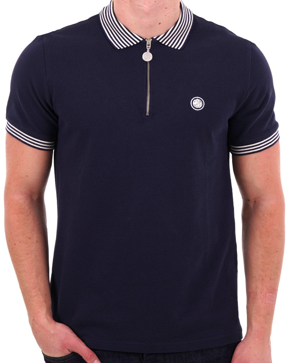 Pretty Green Orion Stripe Collar Polo Navy