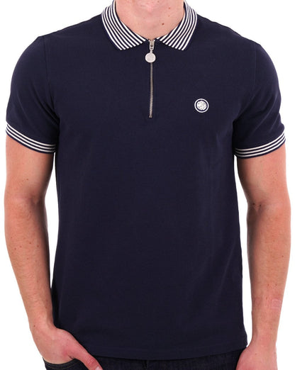 Pretty Green Orion Stripe Collar Polo Navy