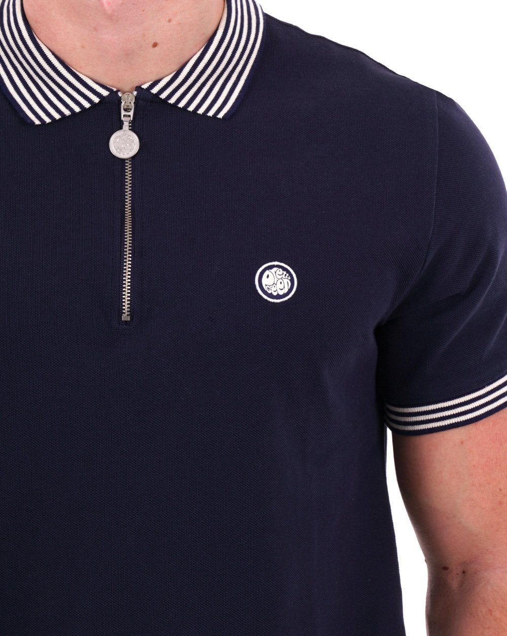 Pretty Green Orion Stripe Collar Polo Navy