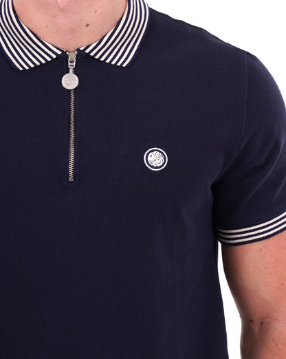 Pretty Green Orion Stripe Collar Polo Navy