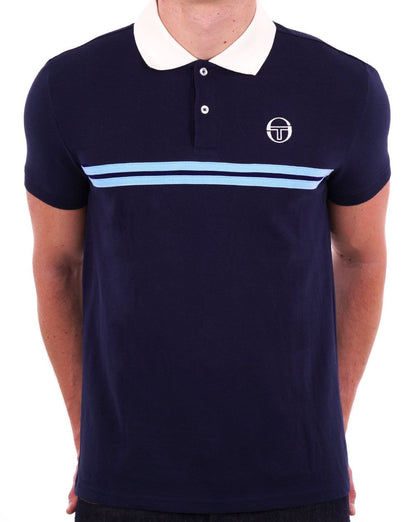Sergio Tacchini Supermac Polo Shirt Navy Blue/Sky