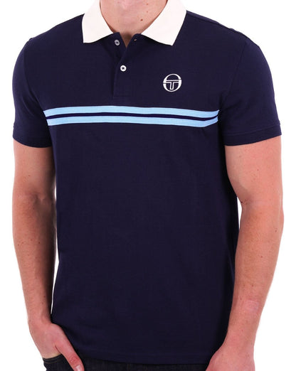 Sergio Tacchini Supermac Polo Shirt Navy Blue/Sky