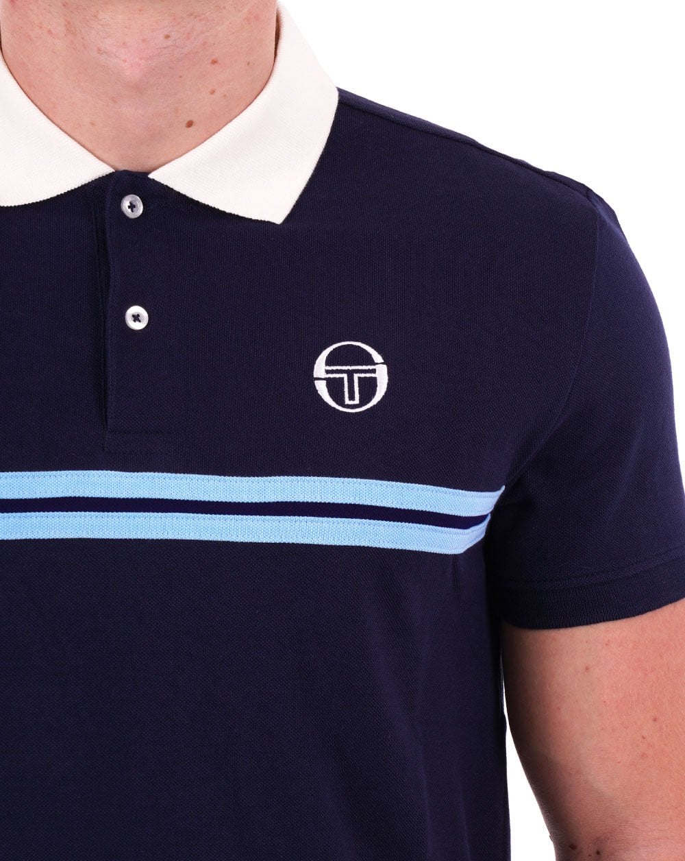 Sergio Tacchini Supermac Polo Shirt Navy Blue/Sky