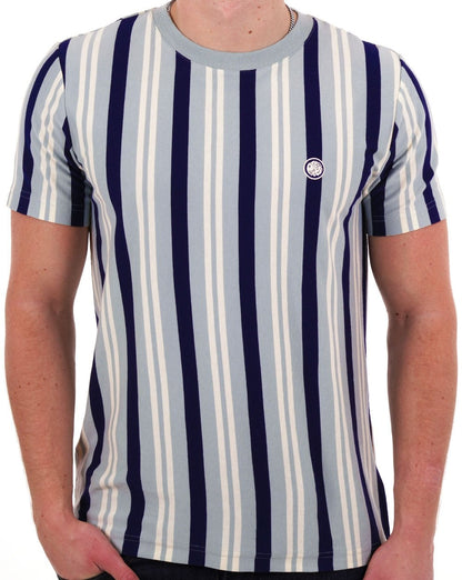 Pretty Green Capella Stripe T-shirt Light Blue
