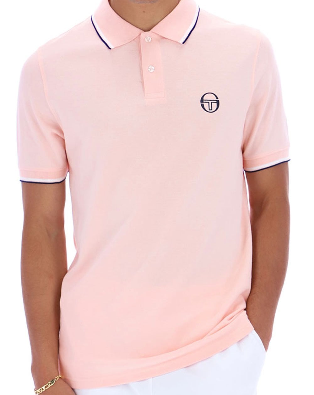 Sergio Tacchini Tipped Polo Shirt Pink/White