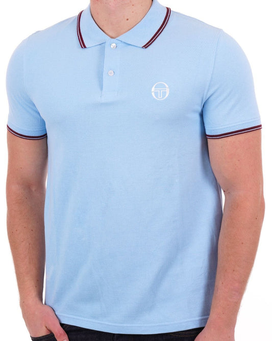 Sergio Tacchini Sergio Tacchini Tipped Polo Shirt Sky Blue/Claret