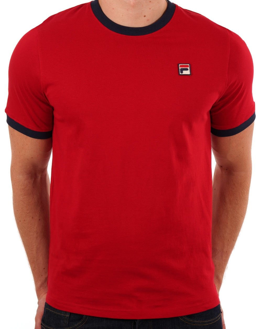 Fila Vintage Ringer T Shirt Dark Red/Navy
