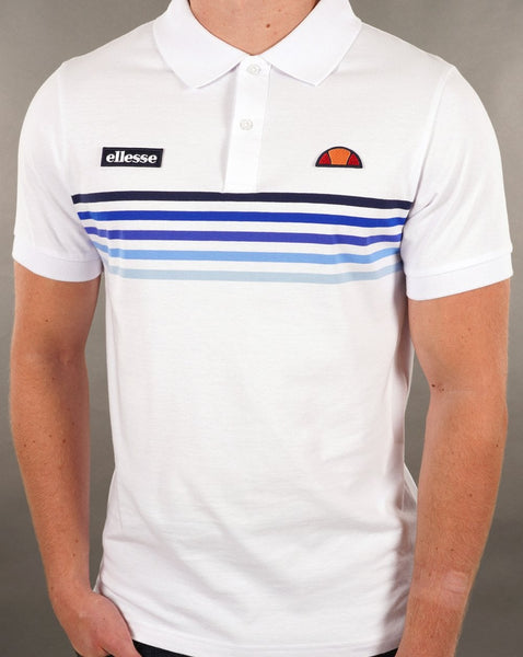 Ellesse Multi Stripe Polo Shirt White/Blue