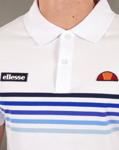 Ellesse Multi Stripe Polo Shirt White/Blue