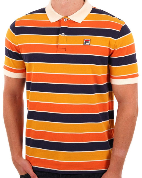 Fila Vintage Striped Polo Orange/Navy