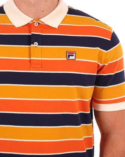 Fila Vintage Striped Polo Orange/Navy
