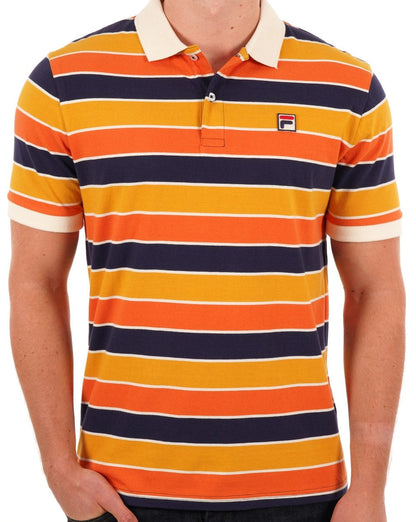 Fila Vintage Striped Polo Orange/Navy