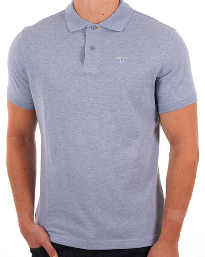 Barbour Tartan Pique Polo Shirt Sky Blue