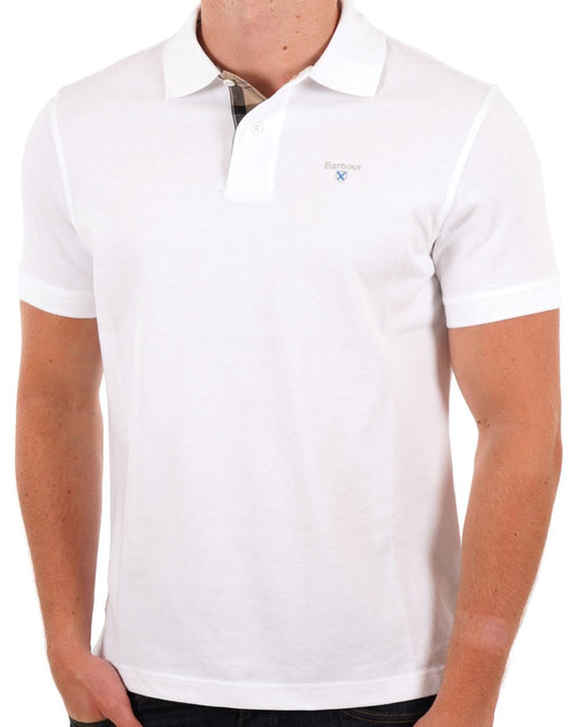 Barbour Tartan Pique Polo Shirt White