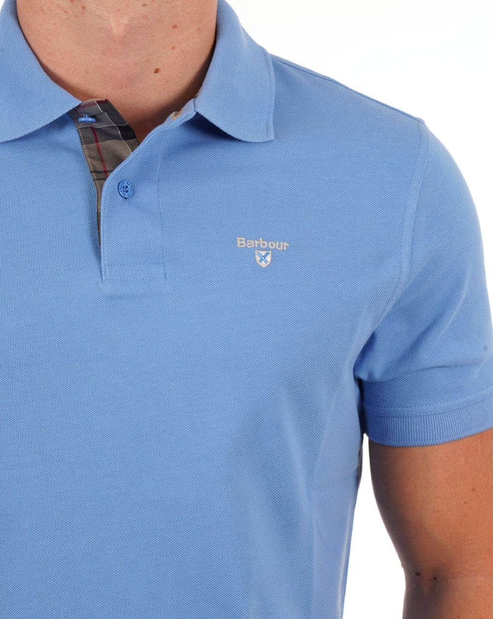Barbour Tartan Pique Polo Blue
