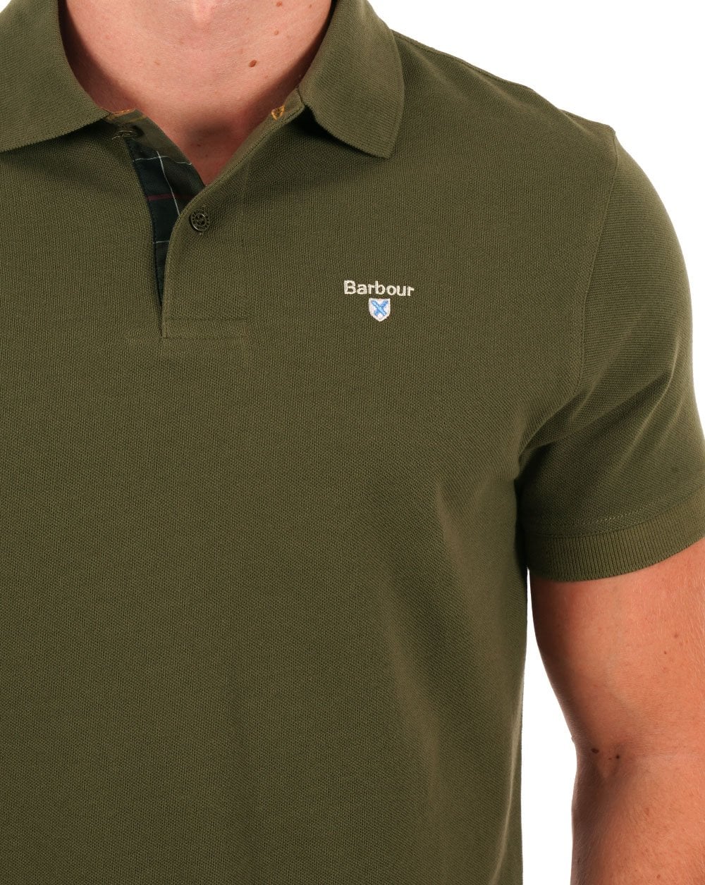 Barbour Tartan Pique Polo Dark Olive