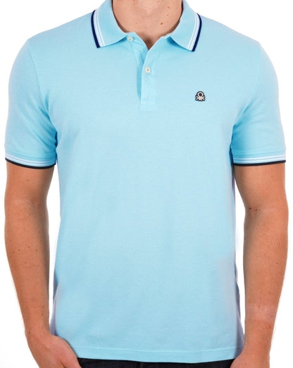 Benetton Tipped Polo Shirt Light Blue