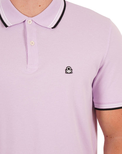 Benetton Tipped Polo Shirt Lilac