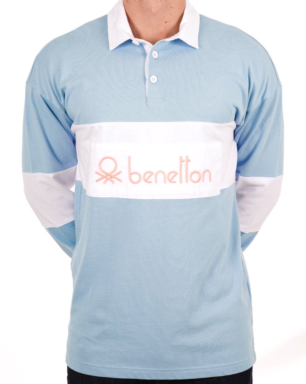 Benetton Rugby Shirt Sky/White