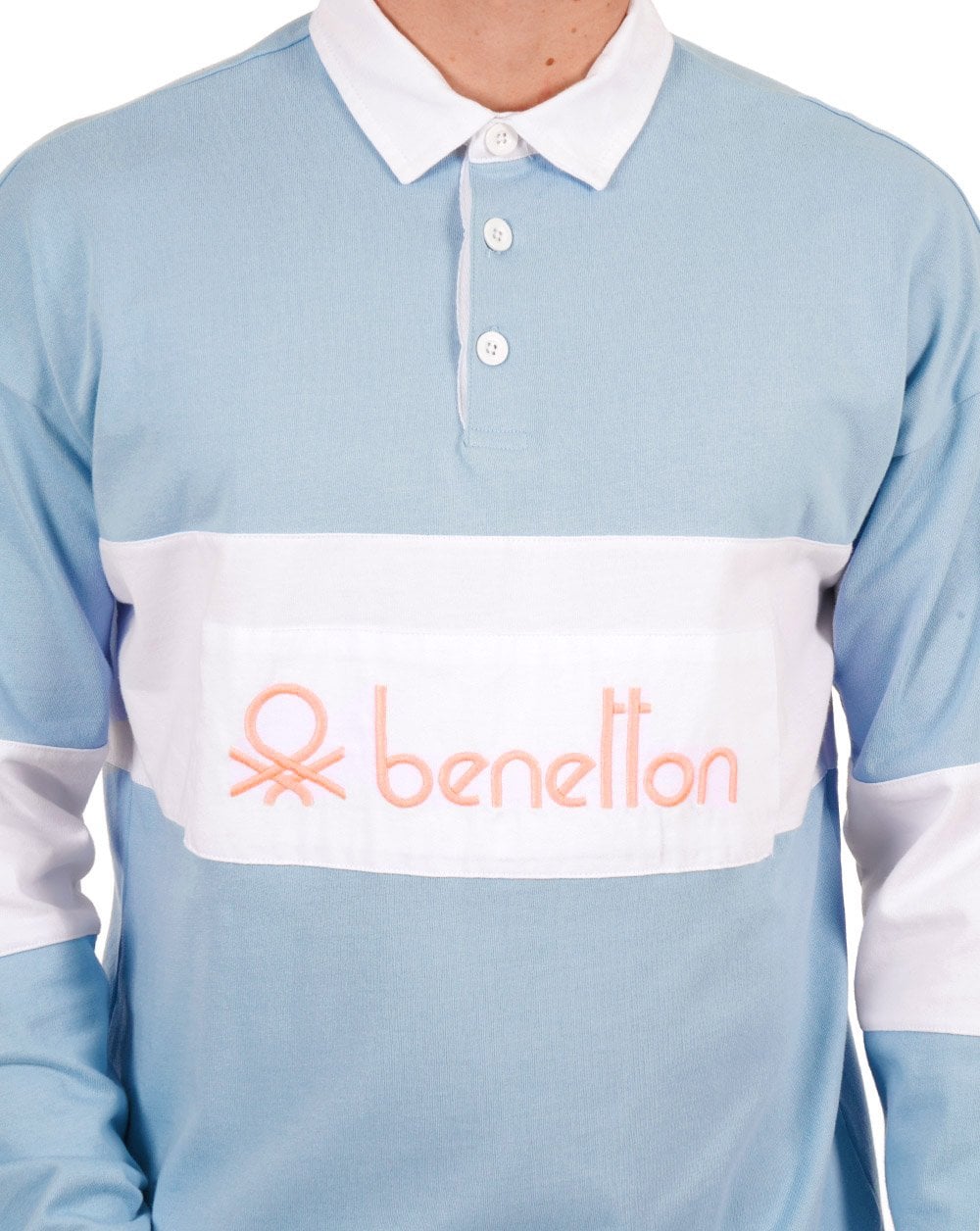 Benetton Rugby Shirt Sky/White