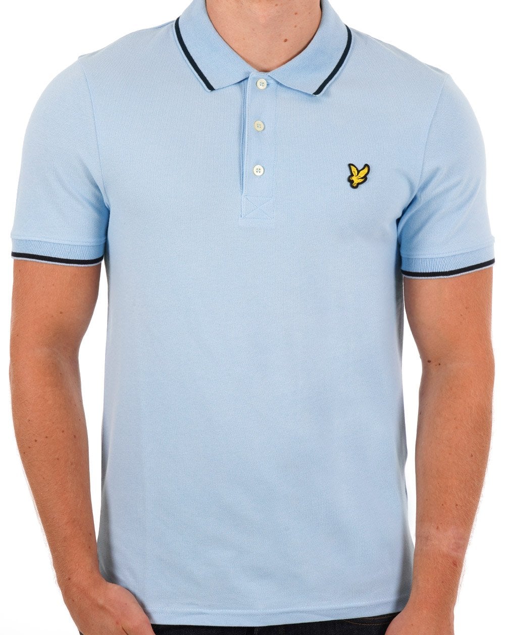 Lyle & Scott Tipped Polo Shirt Sky Blue/Navy