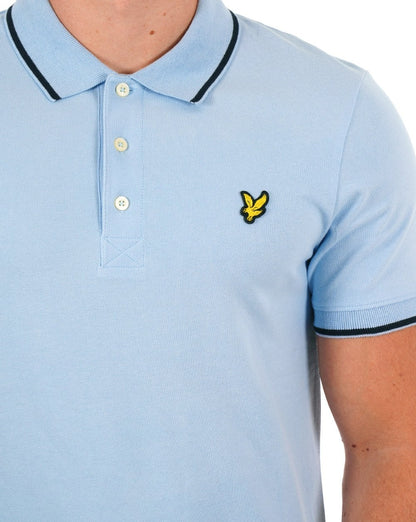 Lyle & Scott Tipped Polo Shirt Sky Blue/Navy