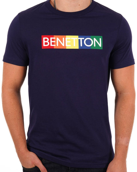 Benetton Multi-coloured Logo Box T-shirt Navy