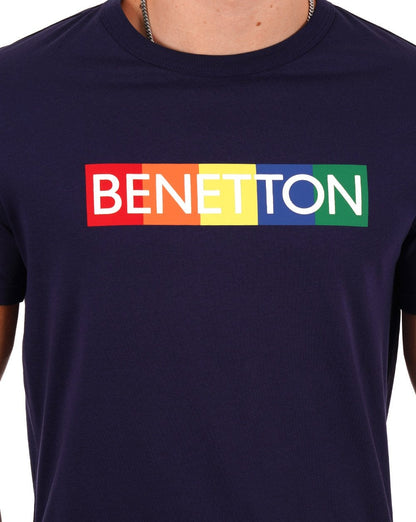 Benetton Multi-coloured Logo Box T-shirt Navy