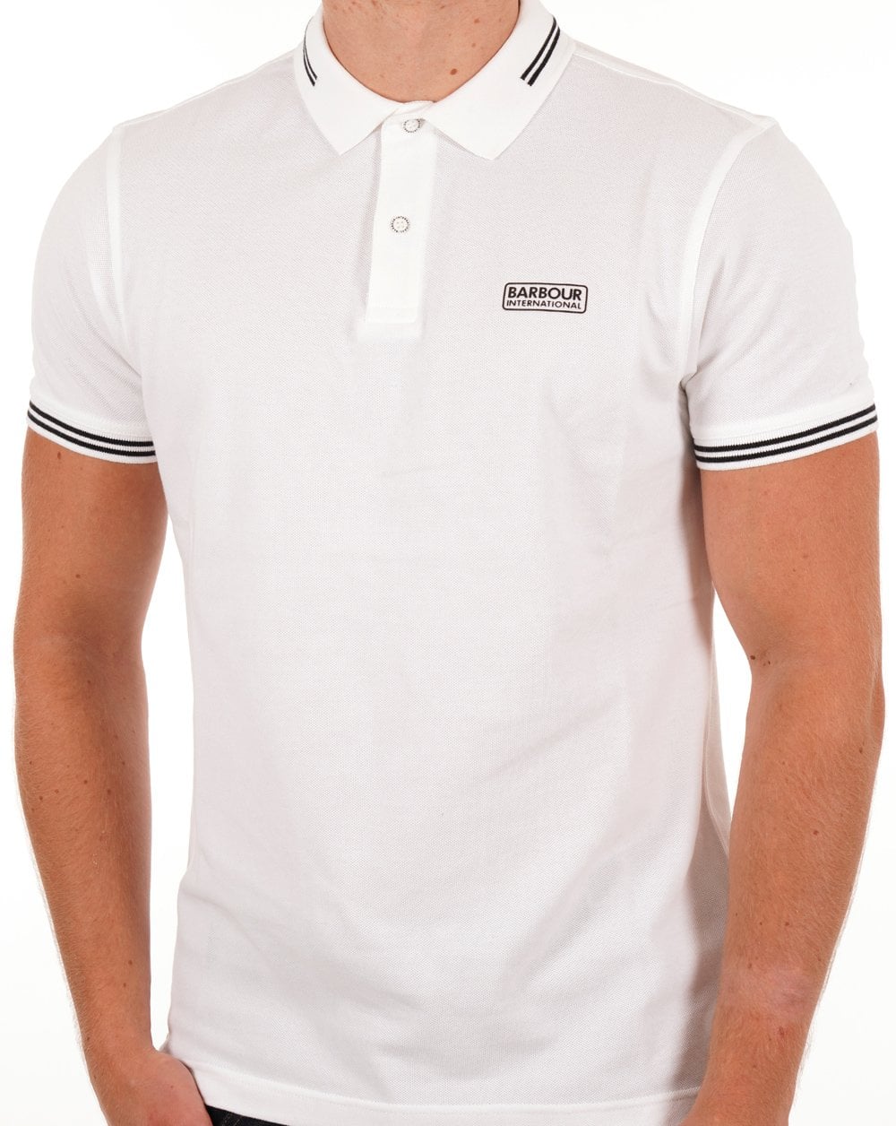 Barbour International Tipped Polo White