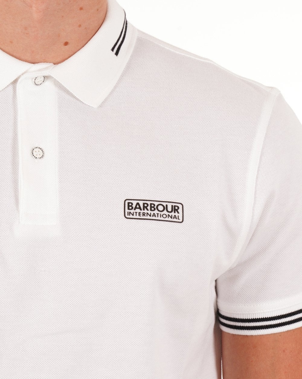 Barbour International Tipped Polo White