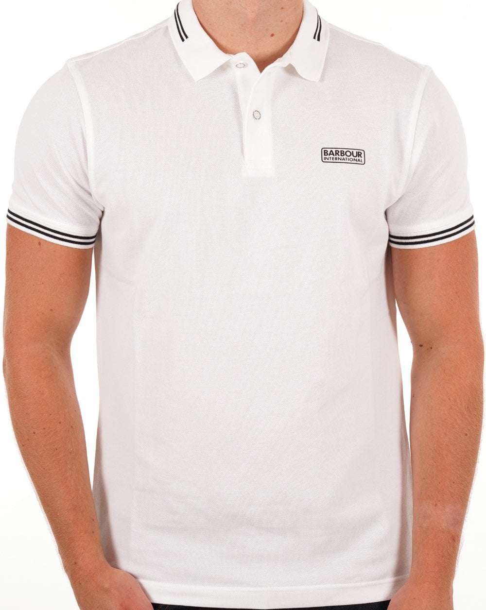 Barbour International Tipped Polo White
